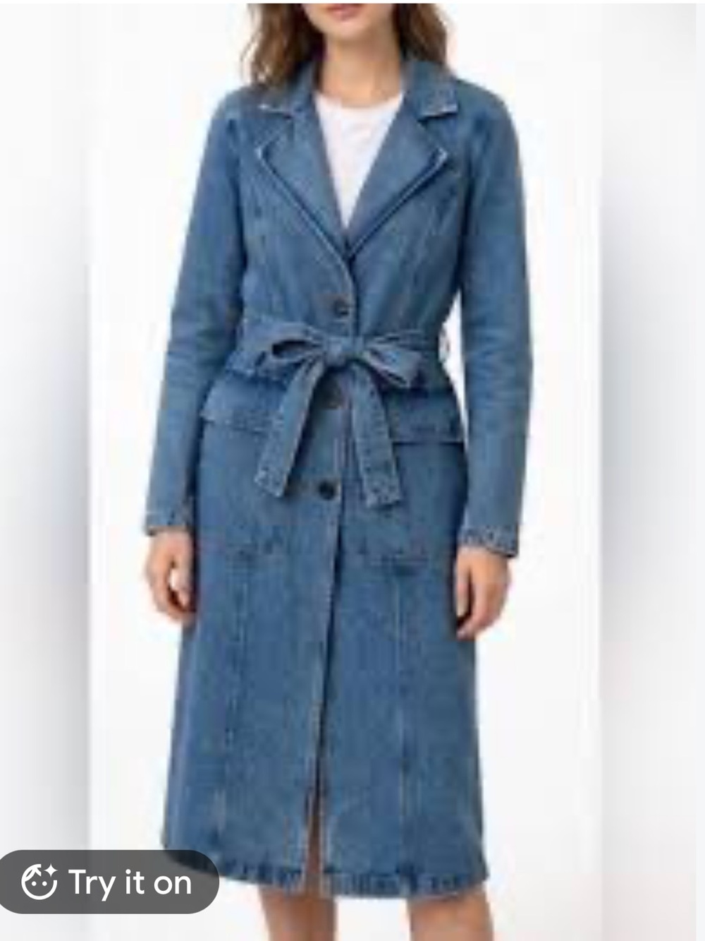 NEW ANTHROPOLOGIE AVEC LES FILLES Denim Midi Belted Trench Coat, Medium